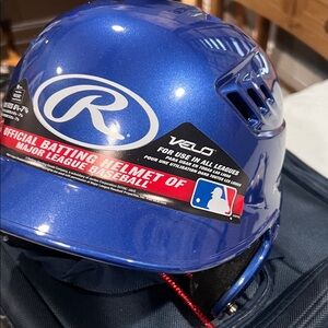 Rawlings Velo Metallic Blue Batting Helmet
